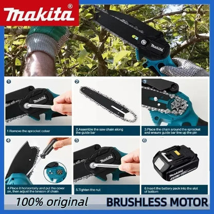 Motosega a Batteria Makita per Lavorazione del Legno, Piccola Sega Elettrica Portatile da 18V con Lama da 6 Pollici, Mini Motosega Portatile