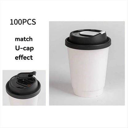 (LBER) Bicchieri da Caffè Usa e Getta a Doppio Strato con Coperchi, Bicchieri di Carta Isolanti per Bevande Calde, Perfetti per