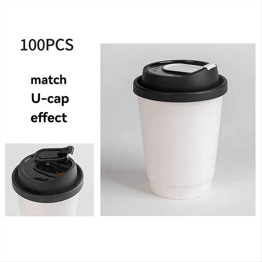 (LBER) Bicchieri da Caffè Usa e Getta a Doppio Strato con Coperchi, Bicchieri di Carta Isolanti per Bevande Calde, Perfetti per