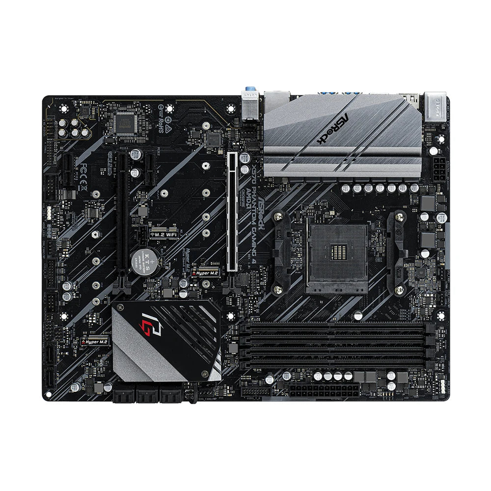 Scheda madre ASRock X570 Phantom Gaming 4, compatibile con CPU AMD 5800X3D, 5700X3D, 5600G, 4 slot DDR4 a 4666 MHz, PCIe 4.0, M.2 NVME, formato ATX, socket AM4.