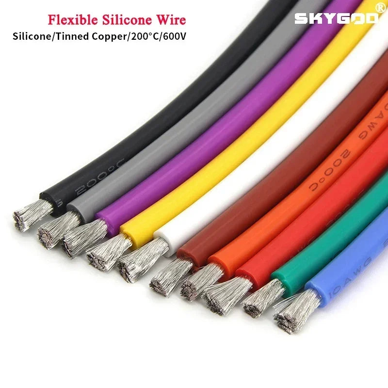 Cavo in silicone morbido da 1/5/10 m 26 24 22 20 18 16 14 12 10 8 6 4 2AWG Batteria per auto Cablaggio automobilistico Cavi elettrici resistenti al calore