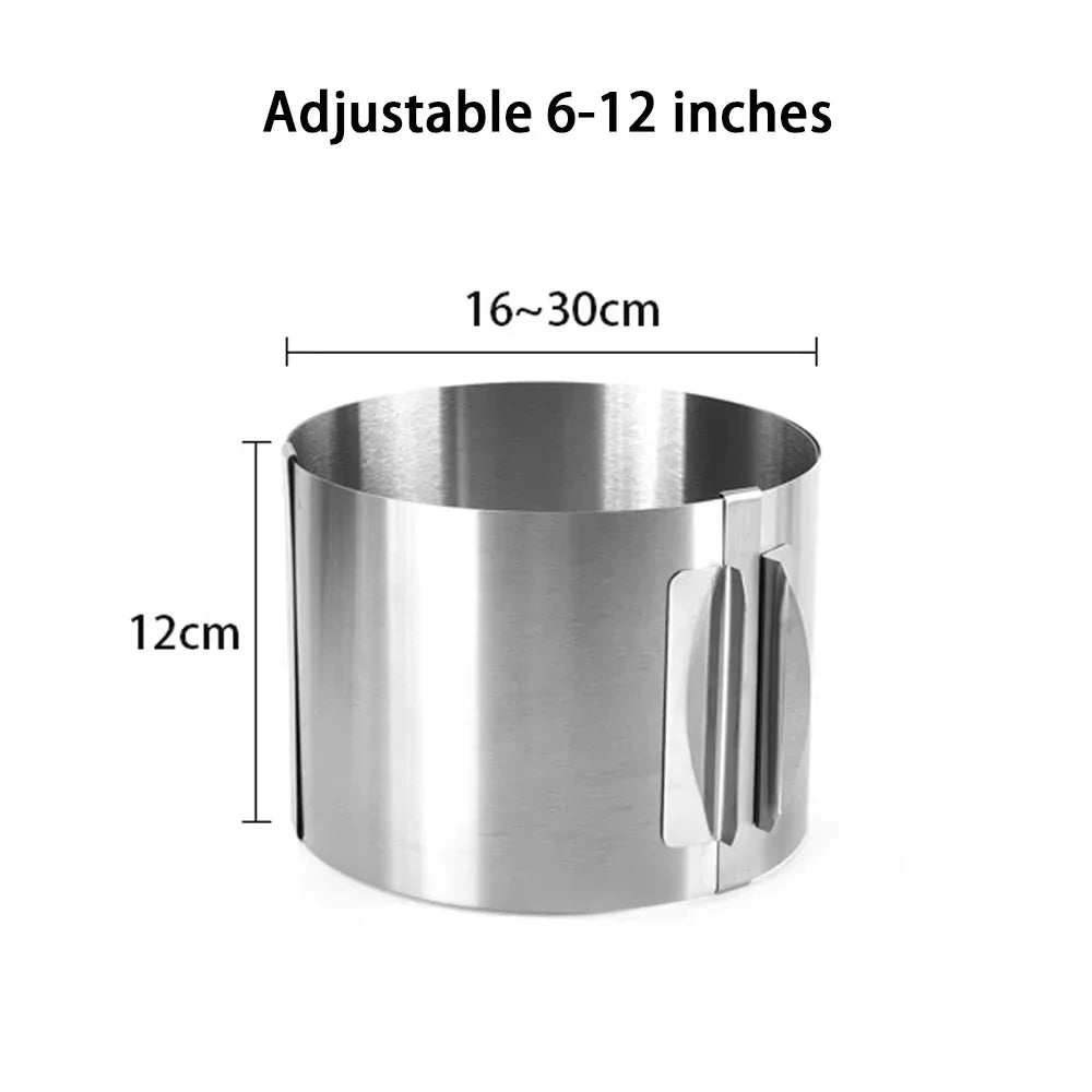 Stampo per torta rotondo in acciaio inossidabile regolabile da 6 a 12 pollici di altezza 6-15 cm con anello da forno per stampo in scala precisa per la cottura di mousse