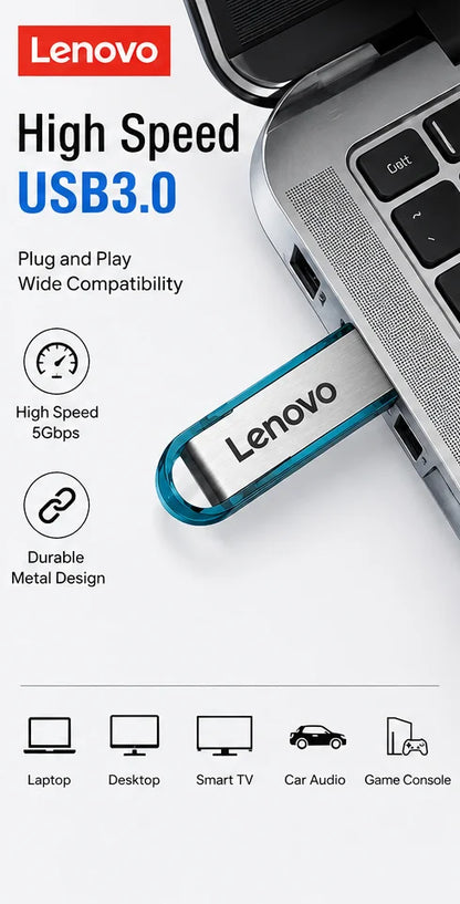 Lenovo Super Mini USB 3.0, chiavetta USB da 1 TB, 512 GB, 256 GB, 128 GB, 64 GB, ad alta velocità, per dispositivi Android e laptop.
