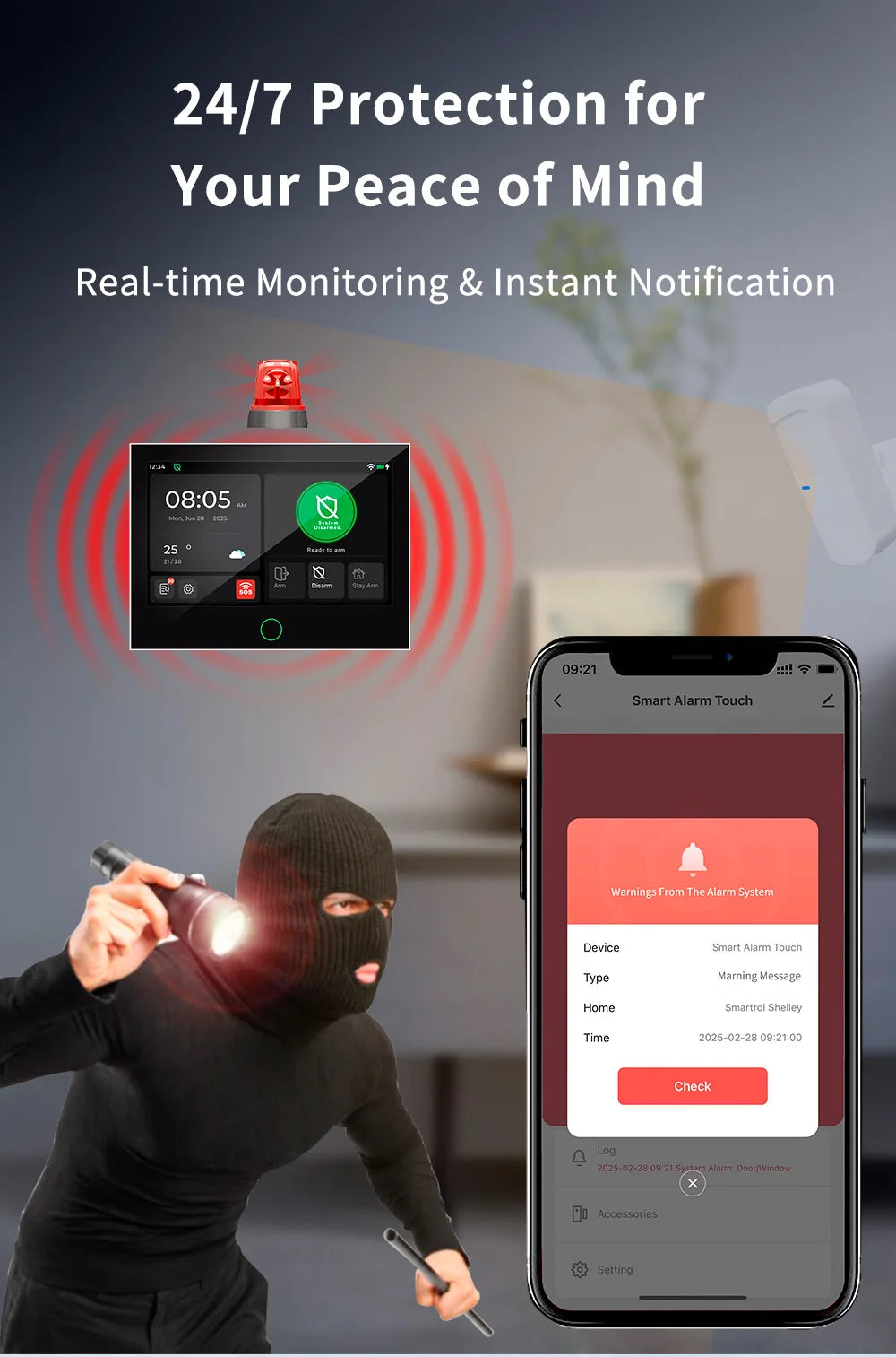 Consegna veloce KERUI Tuya WiFi + 4G Set di sistemi di allarme domestico con touch screen da 7 pollici dal magazzino ES Protezione di sicurezza dell'allarme G70
