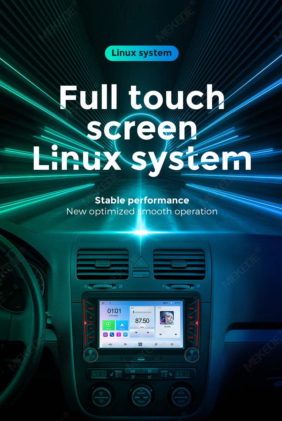 MEKEDE Sistema Multimediale con Navigazione GPS, CarPlay Wireless e Android Auto da 7/9 pollici per Volkswagen Passat B6 B7 Golf 5 6 Polo CC T5 SEAT Altea Toledo Leon Skoda Combi Yeti Superb