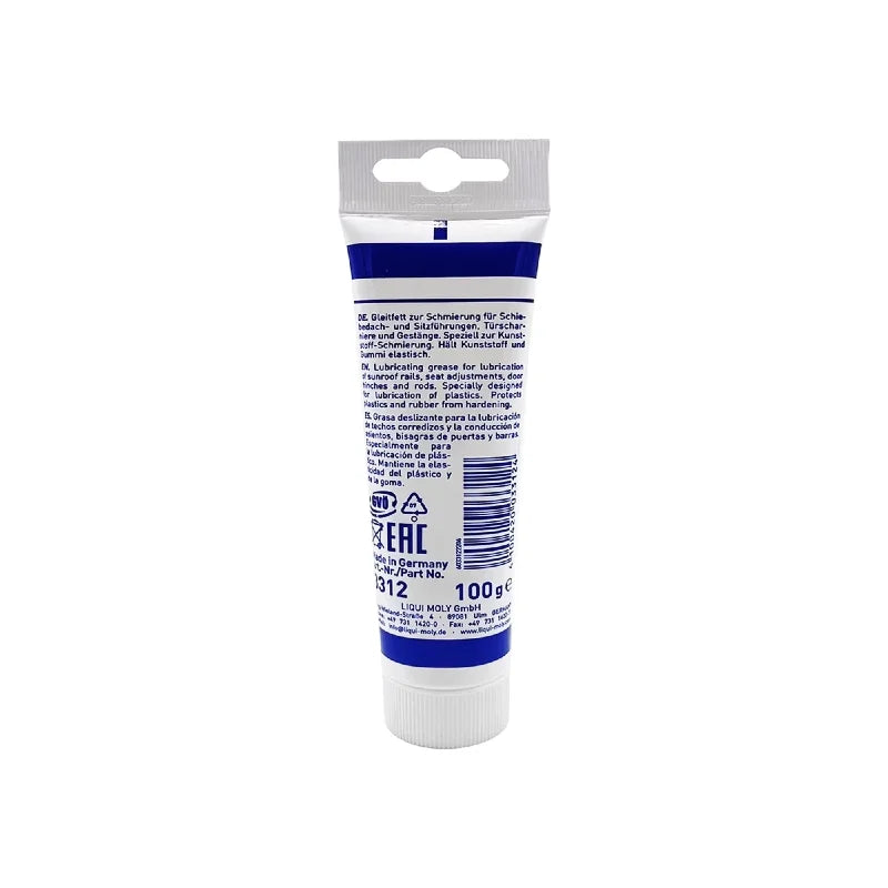 Liqui Moly 3312 Grasso Siliconico 100g, Lubrificante Dielettrico Trasparente per Guide Tettuccio Apribile, Binari Sedili, Cerniere Porte, Guarnizioni in Gomma