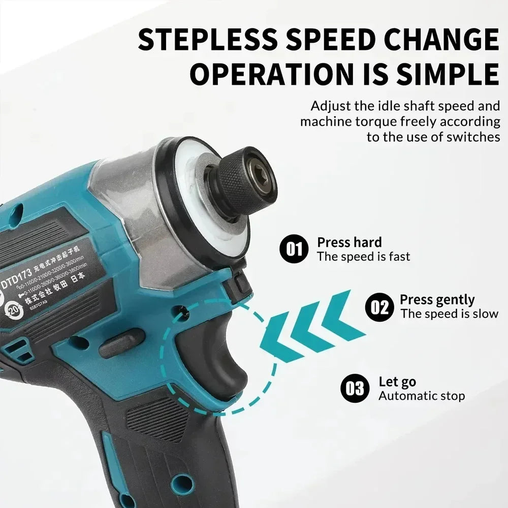 Makita DTD173 Avvitatore a impulsi senza fili 1800RPM 180N.m Motore brushless Trapano elettrico per legno/bulloni/modalità T per batteria Makita