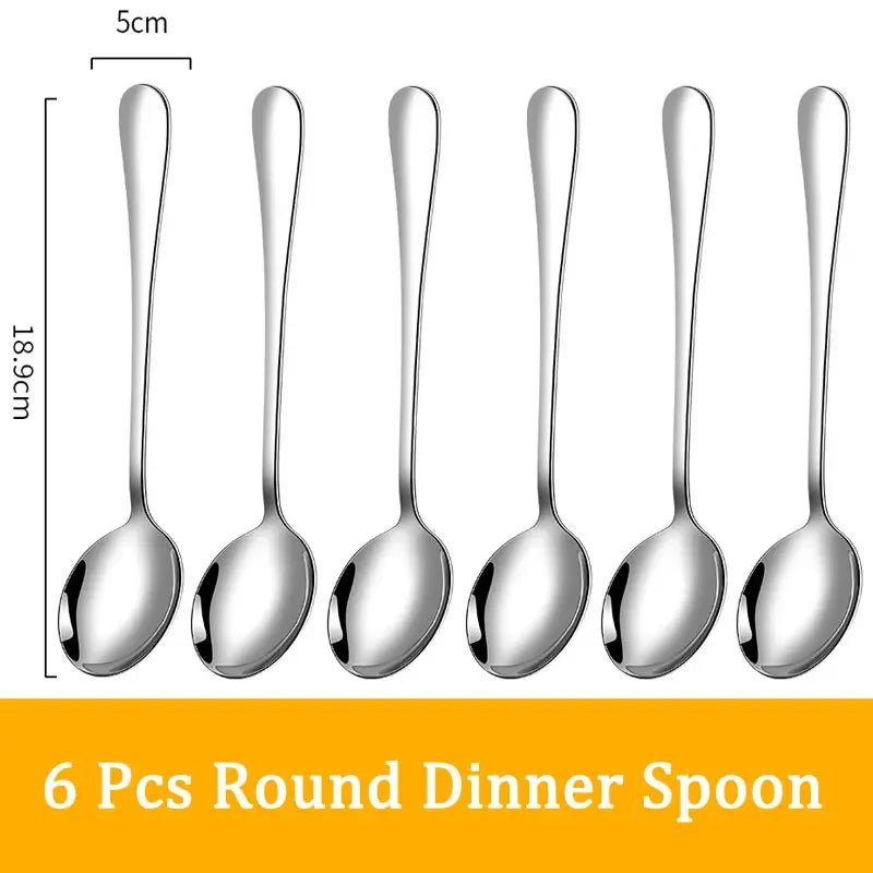 Set di posate da 24 pezzi in acciaio inossidabile, set di stoviglie, cucchiaio e forchetta, coltello, forchetta, cucchiaio da dessert, cucchiaio da tè