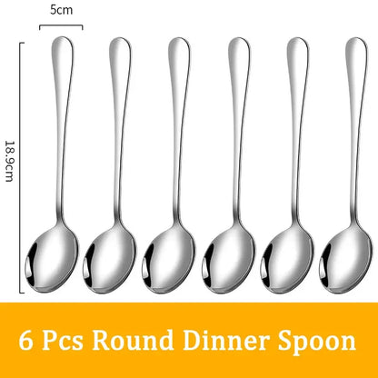 Set di posate da 24 pezzi in acciaio inossidabile, set di stoviglie, cucchiaio e forchetta, coltello, forchetta, cucchiaio da dessert, cucchiaio da tè