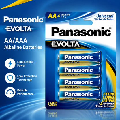 Batterie alcaline ad alta potenza Panasonic 1.5V AA/AAA EVOLTA, adatte per giocattoli telecomandati da corsa a quattro ruote motrici.
