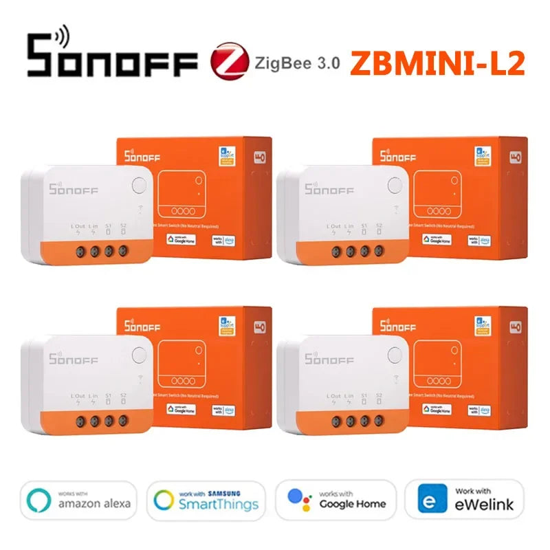 Sonoff ZBMINI L2 Zigbee Smart Switch fai-da-te Nessun cavo neutro richiesto Controllo bidirezionale a 1 banda Alexa Google Home Controllo vocale