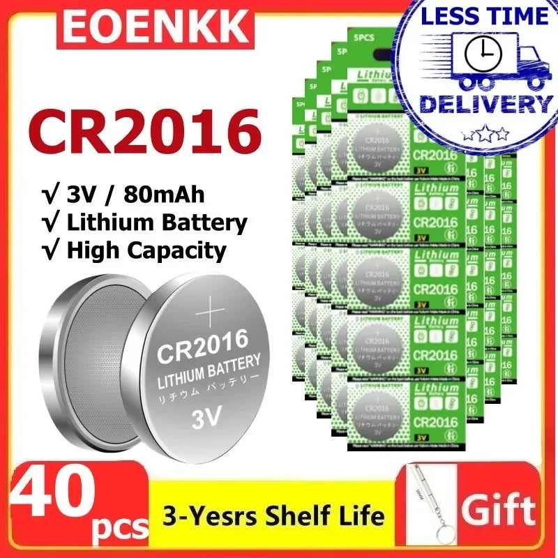 10-200 PZ LR2016 Batteria al litio ricaricabile 3 V sostituisce CR2016 LM2016 per orologio, calcolatrice, chiave dell'auto, pulsante a distanza, pila a bottone