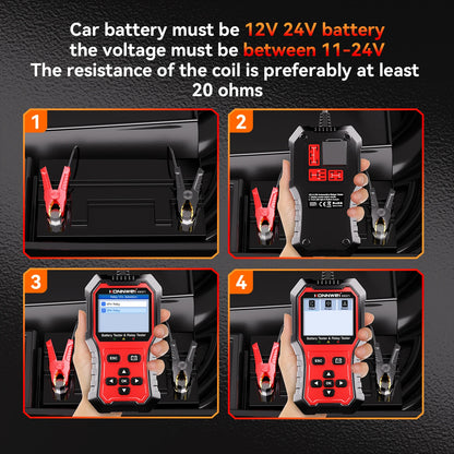 Tester Batteria Auto 2in1 KONNWEI KW371 2026 e Tester Relè a 4 Pin 5 Pin 6V 12V 24V con Stampa Dati Guasto, Test Avvio e Strumento di Scansione Ricarica