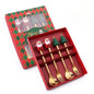 Set cucchiaio e forchetta natalizio in acciaio inossidabile caffè tè utensili da dessert confezione regalo design albero di Babbo Natale facile da pulire     6/4/2/1PZ