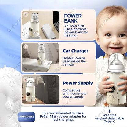 JUSTLANG 10000mAh Scaldabiberon 5 livelli di calore Scaldalatte multifunzione per latte materno Controllo accurato della temperatura Calore per biberon