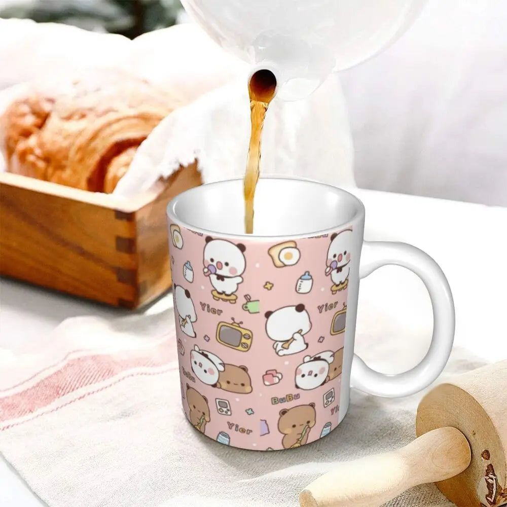 Tazze personalizzate per coppia Bubu Dudu Panda e Brownie Bear Tazza da caffè per tè al latte in ceramica fai-da-te