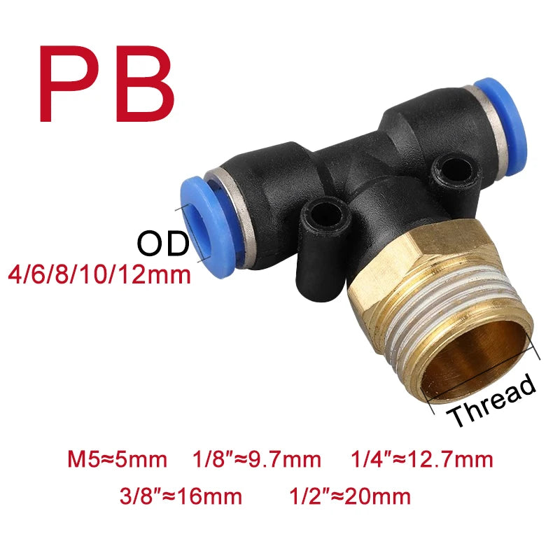 Connettori Pneumatici PC/PCF/SL/PB/PL 4mm 6mm 8mm 10mm 12mm Filettatura M5 3/4' 1 2 Vie Raccordi per Tubi Connettori Rapidi
