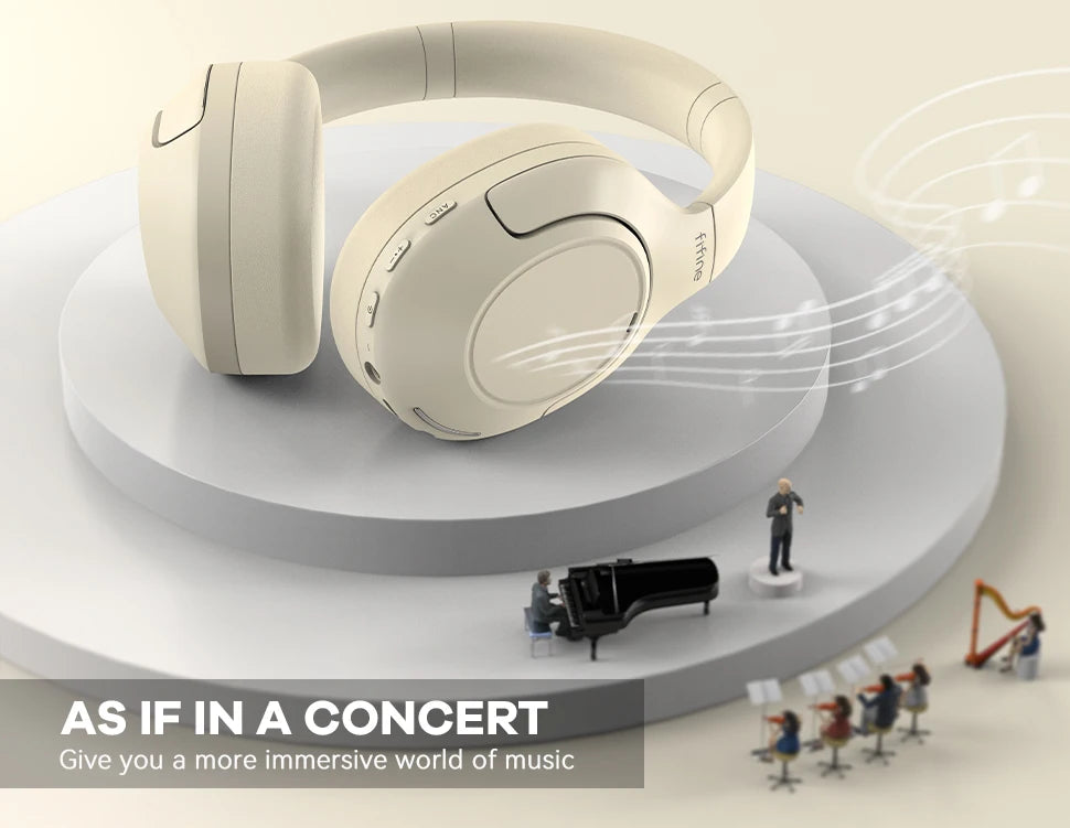FIFINE Cuffie wireless Bluetooth per telefono/al pad, cuffie over-ear con cancellazione attiva del rumore per musica/gioco, portatili, 65H-X3