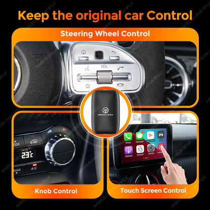 MEKEDE AI BOX Kit CarPlay con Sistema Operativo Android, CarPlay Wireless, Sistema di Intrattenimento Multimediale per Auto, Box TV Intelligente per Netflix e YouTube