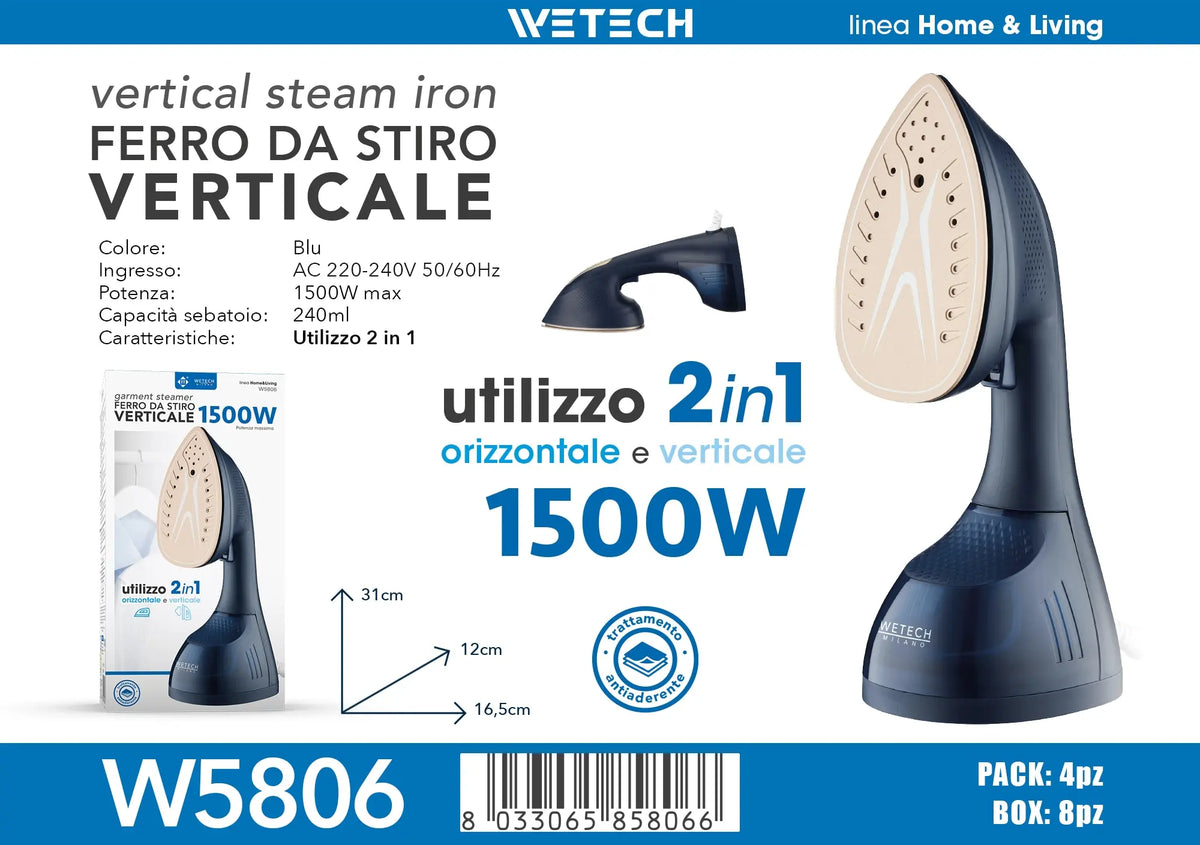 Ferro da Stiro Elettrico Portatile Mini, Ferro a Vapore per Vestiti, Ferro Regolabile con Piastra in Ceramica, Modelli W5801, W5802, W5803, W5804, W5806