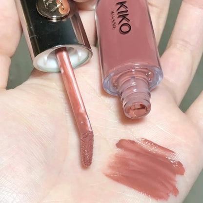 KIKO Matte Fusion Pressed Powder e Double Touch Lip Gloss 2 in 1 Set Trucco Viso e Labbra a Lunga Durata con Controllo dell'Olio, Specchio e Spugnetta