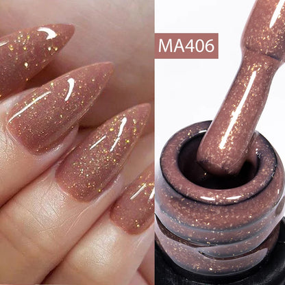 MEET ACROSS 7ml Gelatina Nuda Shimmer Base in gomma Gel Glitter Rosa Viola UV/LED Nail Art Vernis Gel Smalto per manicure Unghie FAI DA TE