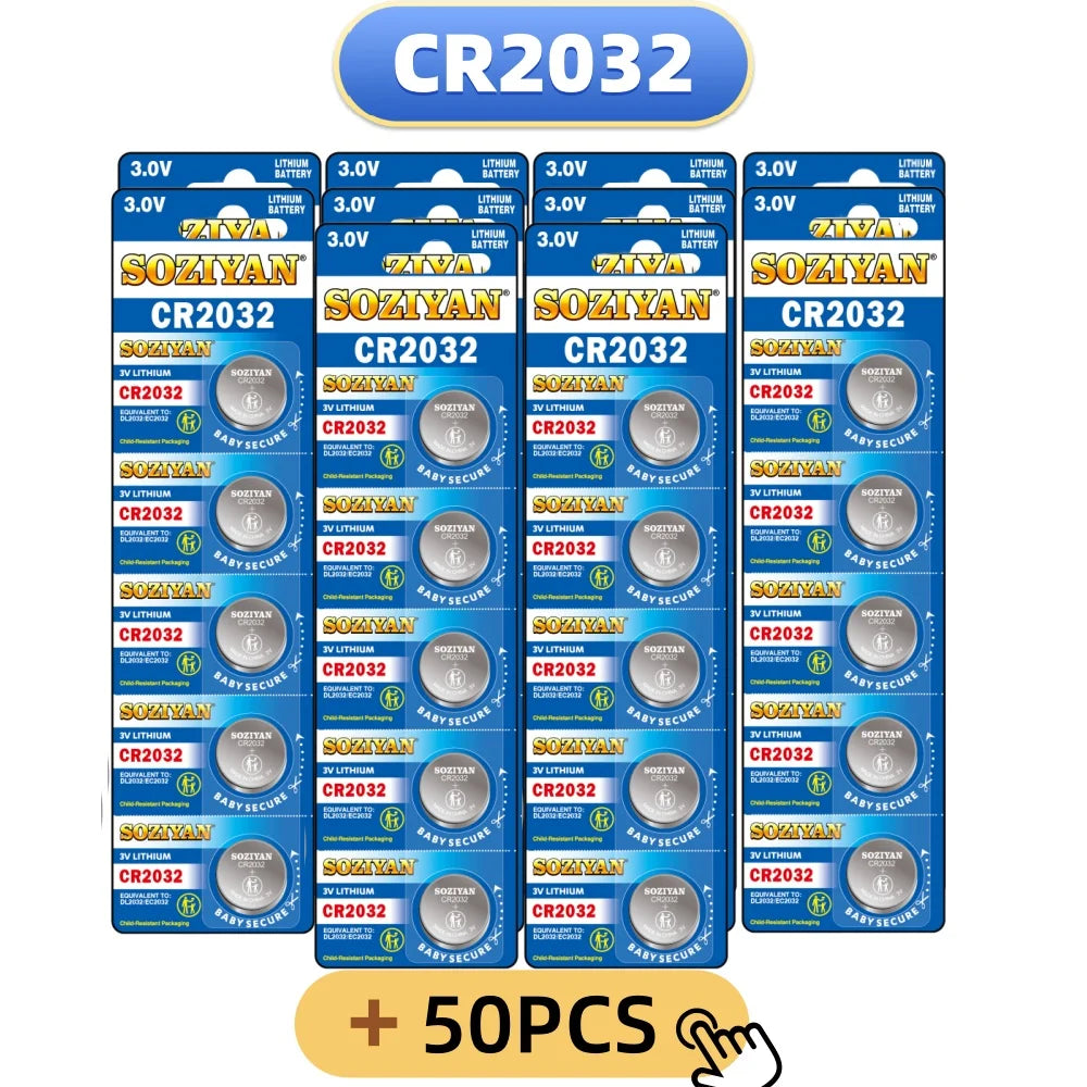 5-60 pezzi, batteria a bottone CR2032, batteria al litio 3V per orologi, giocattoli, calcolatrici, telecomandi per auto, batteria a forma di moneta.