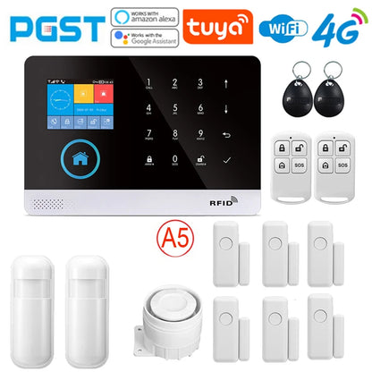 Sistema di allarme PGST ultima versione, WiFi, 4G, allarme di sicurezza domestica intelligente Tuya, controllo vocale intelligente Alexa, funzione push APP