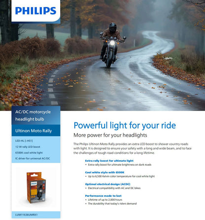 Philips HS1 Faro LED Motore 6500K Lampada Bianca LED Luminoso Moto Fascio Alto Basso 12V PX43t Moto Lampadina 11636UMRX1
