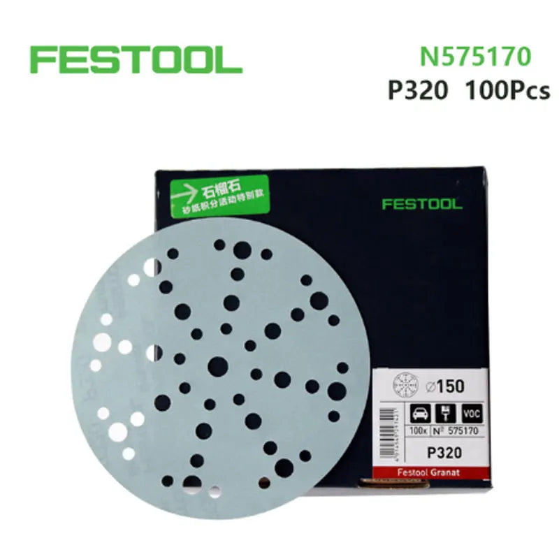 10 PZ Originale Tedesco FESTOOL Azzurro Granato Carta Vetrata Secca 6 48 Fori Circolare Abrasivo Automotive Falegname