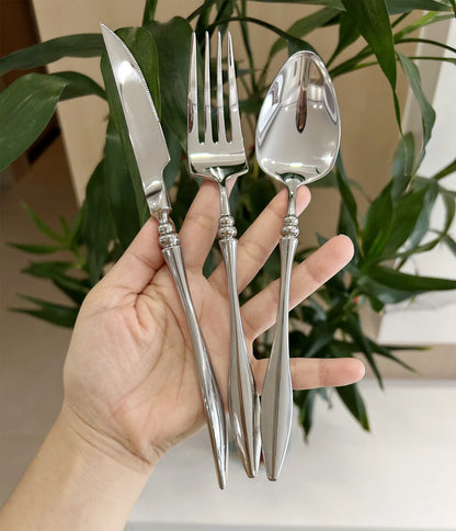 Set di posate per bistecche in acciaio inossidabile 304 di alta qualità, 6 pezzi, coltello, forchetta e cucchiaio creativi e rinforzati, stoviglie per hotel e ristoranti
