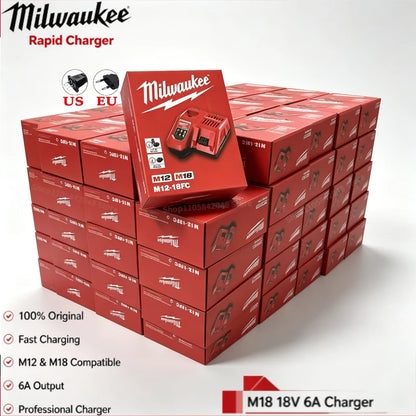 Caricabatterie multi-tensione Milwaukee M12-18FC, compatibile con M12 M18 48-11-1880, 48-11-2460, 48-59-1803, batteria Milwaukee a ricarica rapida