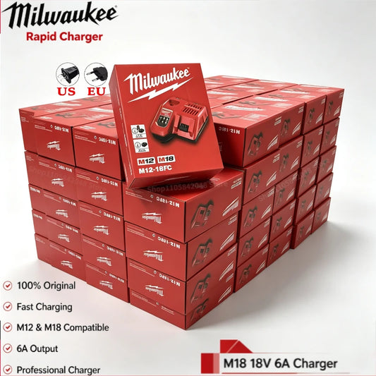 Caricabatterie multi-tensione Milwaukee M12-18FC, compatibile con M12 M18 48-11-1880, 48-11-2460, 48-59-1803, batteria Milwaukee a ricarica rapida