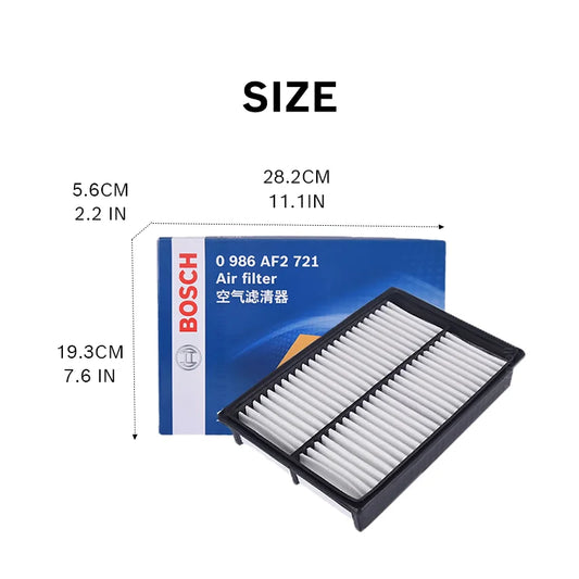 Filtro dell’aria per motore Bosch AF2721, compatibile con Mazda3 BK/BL, Mazda5 CR/CW, Mazda MX-5 Miata NC, Mazdaspeed3, Mazda CX-7 ER [codice originale: LF5013Z40].
