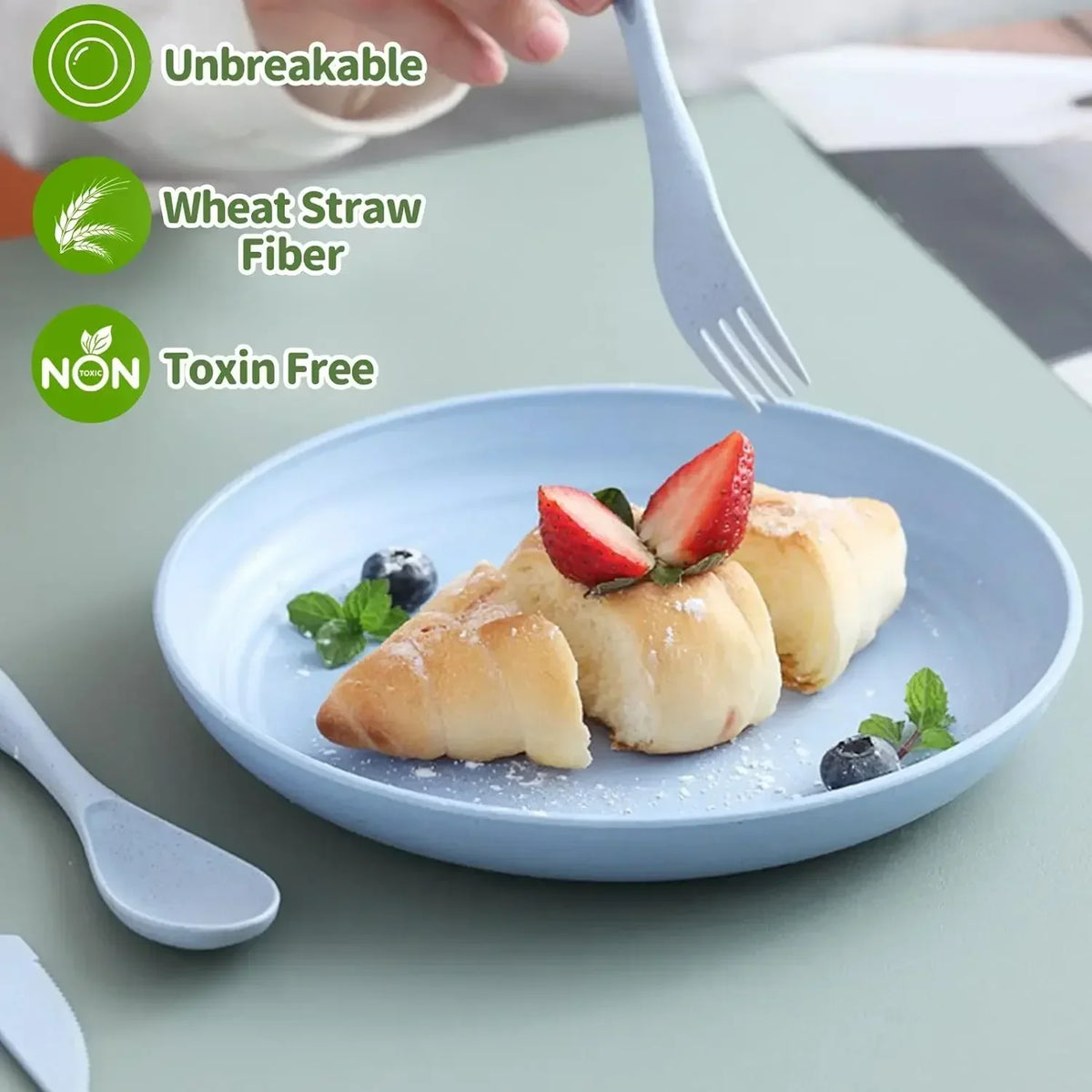 Set di 5 piatti colorati in paglia di grano, piatto per verdure, piatto per frutta, piatto da insalata in stile nordico, stoviglie, piatto in plastica per uso domestico