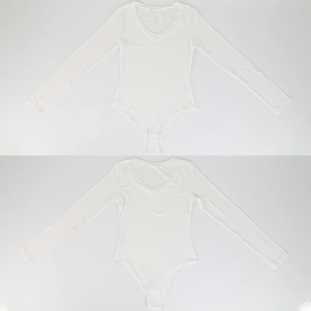 Tuta con scollo a V profondo tuta da donna a maniche lunghe Shapewear Shaper Lady Sexy uscire top abiti per il corpo vestiti caldi femminili autunno inverno