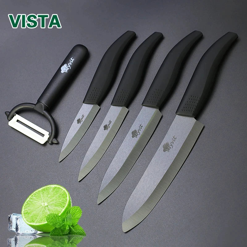 Set di Coltelli in Ceramica da 3, 4, 5, 6 Pezzi con Protezioni per le Lame, Coltelli Antiruggine per Frutta, Verdura, Formaggio e Carne