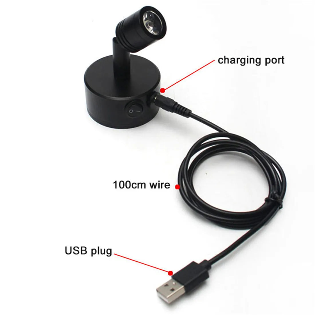 Lampada LED Ricaricabile USB da 3W con Ventosa, Luce d'Accento LED 4000K, Luce Focalizzata per Esposizione, Quadri, Armadi