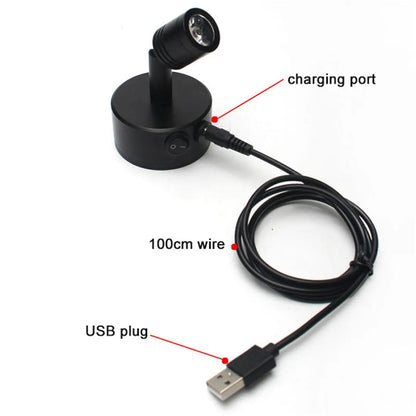 Lampada LED Ricaricabile USB da 3W con Ventosa, Luce d'Accento LED 4000K, Luce Focalizzata per Esposizione, Quadri, Armadi