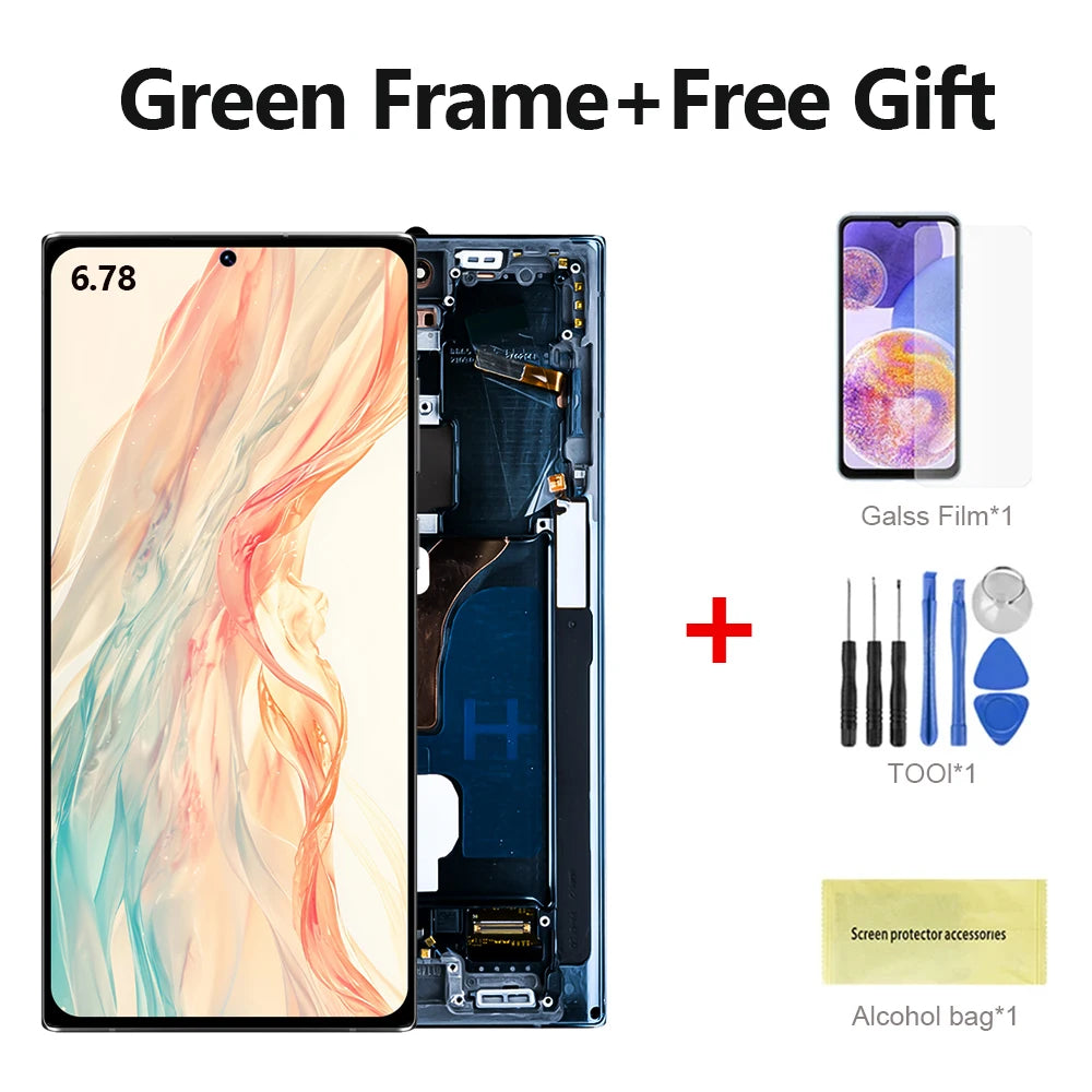 UE 6.78 ''Nuovo Display AMOLED Per Samsung Galaxy S22 Ultra 5G LCD S908 S908B S908U Con Telaio Touch Screen Digitizer sostituzione