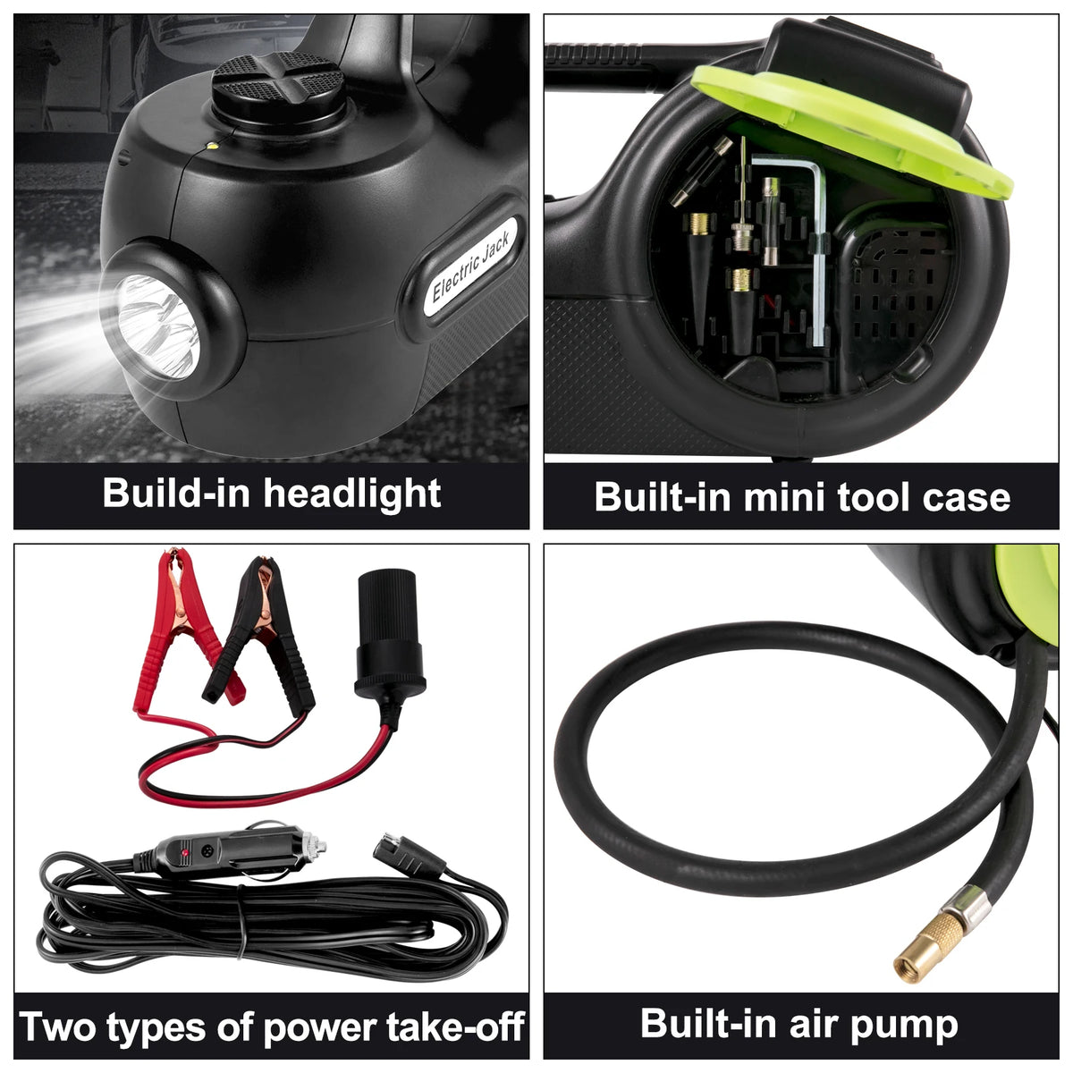 SucceBuy 5T 12V Kit cric per auto elettrica + avvitatore a percussione Luce a LED Martinetto idraulico portatile 13,5-36 CM Strumento di riparazione auto per sollevamento pneumatici