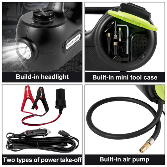 SucceBuy 5T 12V Kit cric per auto elettrica + avvitatore a percussione Luce a LED Martinetto idraulico portatile 13,5-36 CM Strumento di riparazione auto per sollevamento pneumatici