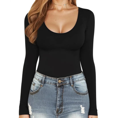 Body a maniche lunghe per donna Girocollo Shapewear Shaper Lady Sexy Going Out Top Tuta Abiti caldi femminili Autunno Inverno
