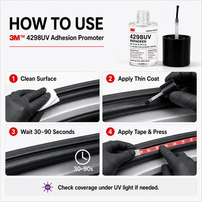 3M 4298UV Promotore di Adesione per Nastro Biadesivo in Schiuma Acrilica per Settore Automobilistico, Adesivo per Fissaggio di Rivestimenti in Plastica PP TPO EPDM ABS, 10ML