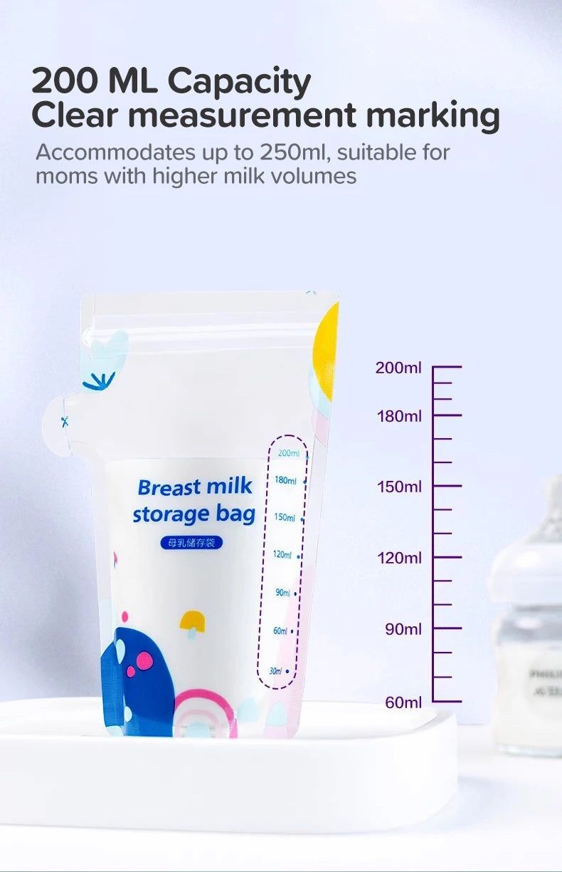 Avent Borsa per la conservazione del latte materno Borse per la conservazione del latte da 200 ml Allattamento al seno per la refrigerazione e la conservazione del latte materno, 30 pezzi
