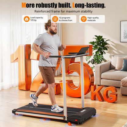 Treadmill domestico KeHot con APP Bluetooth, macchina da corsa pieghevole 1-12 Km/h, compatibile con EQISport/Zwift/Kinomap, display LED, inclinazione regolabile, capacità 125 kg, tapis roulant compatto per cardio.