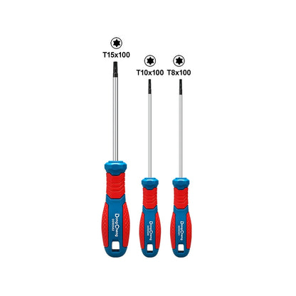 Set di Cacciaviti Torx T8 T10 T15 T20 T25 T27 T30 T40 in Cromo Vanadio con Punta Magnetica Antiruggine, Manico in TPR, Alta Coppia, Utensile a Stella