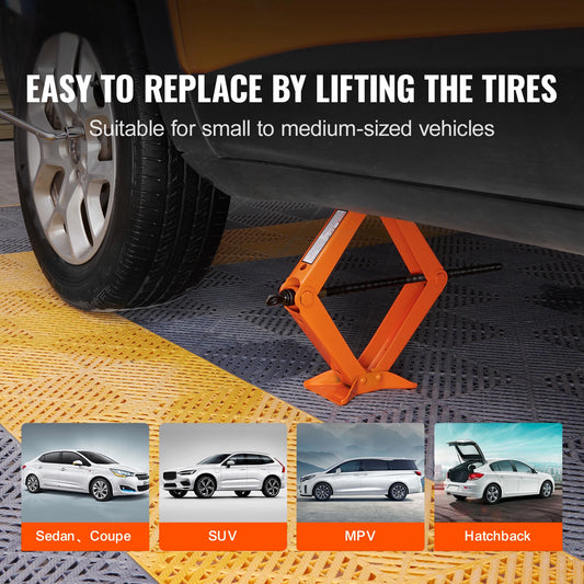 SucceBuy Scissor Jack 2.5 Ton Scissor Car Jack 3.7 "-17.1" Gamma di sollevamento Scissor Lift Jack Portatile Pneumatico per Auto Camion SUV