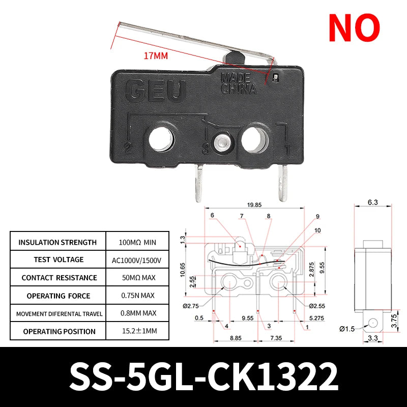 10/50/100PCS SS-5Gl NO/NC/Microinterruttore subminiaturizzato di commutazione, microinterruttore di finecorsa a 3 terminali precablato a 2 terminali