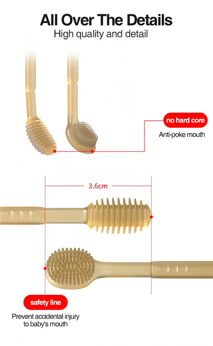 MAMIJOY Spazzolino da denti per bambini Spazzolino da lingua in silicone 3 in 1 Spazzolino da denti per addestramento per igiene orale per neonati con coperchio BPA gratuito BY11